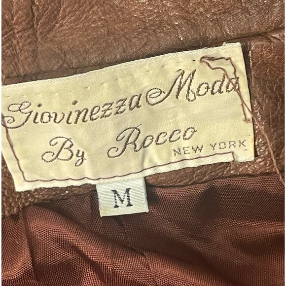 Vintage 80's Giovinezza Moda Rocco Brown Moto Leather Jacket Medium - Picture 16 of 16